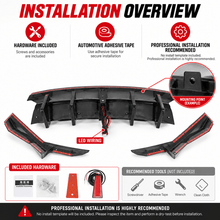 NINTE Rear Bumper Diffuser Lip Fit for Lexus IS300 IS350 2021-2025 Painted Gloss Black 3-Piece Sport Style with LED - NINTE