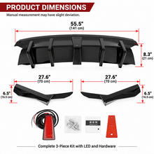 NINTE Rear Bumper Diffuser Lip Fit for Lexus IS300 IS350 2021-2025 Painted Gloss Black 3-Piece Sport Style with LED - NINTE