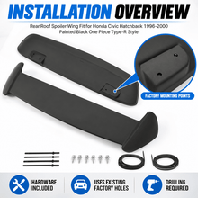 NINTE Rear Roof Spoiler Wing Fit for Honda Civic Hatchback 1996-2000 Painted Black One Piece Type-R Style - NINTE