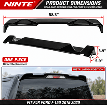NINTE Rear Roof Spoiler Wing Fit for Ford F-150 2015-2020 Painted Gloss Black One Piece R Style Without Logo - NINTE