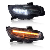 NINTE Headlight for Honda Civic 10th 2016-2020 Type-R Style LED DRL Sequential Turn Headlamp