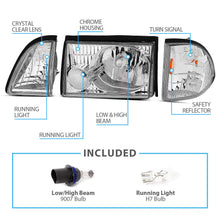 Load image into Gallery viewer, NINTE 1987-1993 Ford Mustang Chrome Headlights W/Corner Parking Lamp