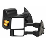 NINTE Tow Mirrors for 99-07 Ford F250-F550 Super Duty Power Heated SMOKE Turn Signal Mirror Assembly