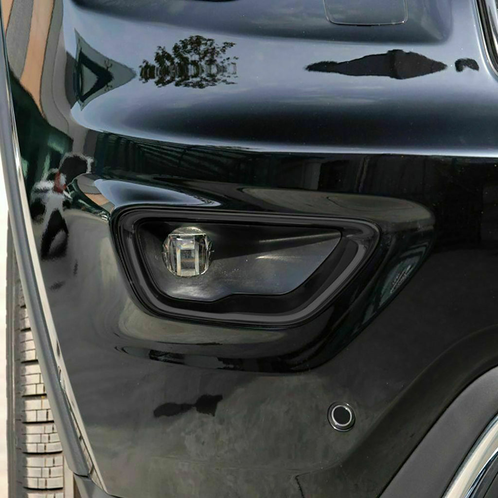 NINTE Front Fog Light Cover For 2018- 2021 Jeep Grand Cherokee Gloss Black Trim Overlay