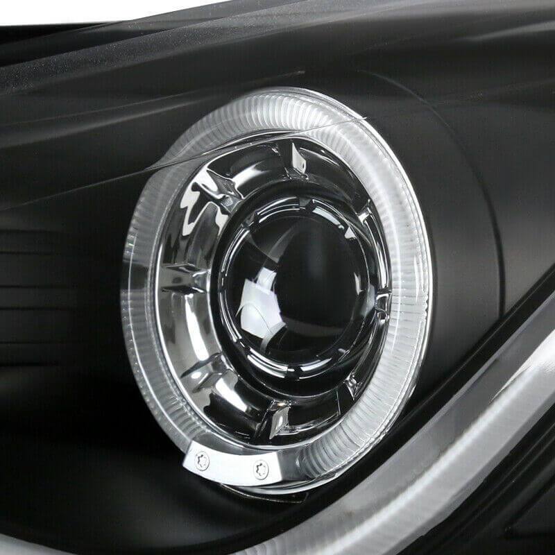 NINTE For 2011-2014 Chevy Cruze Halo+LED Strip Black Projector Headlights Left+Right