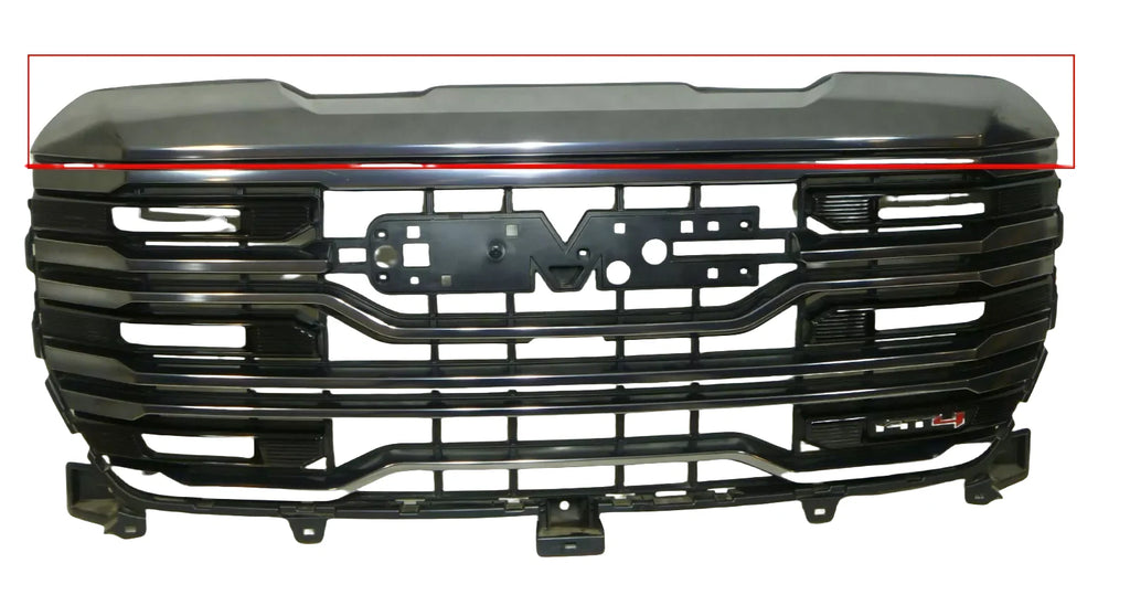 NINTE OEM Upper Top Molding Piece 2022-2023 GMC Sierra 1500 Gloss Black Front Grille