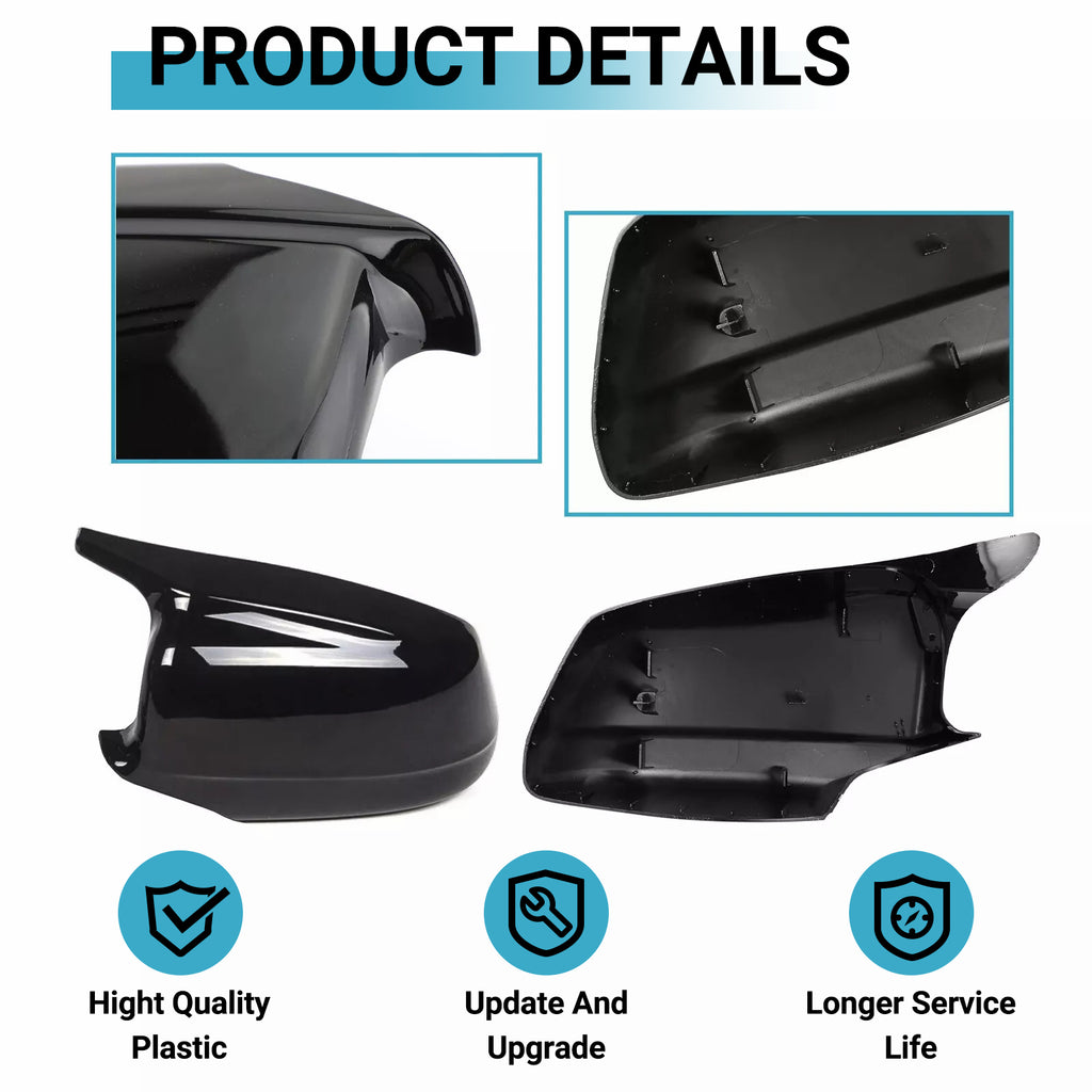 NINTE For 2011-2013 BMW 5 Series F10 F11 535i 550i 528i Side Mirror Cover Cap Gloss Black