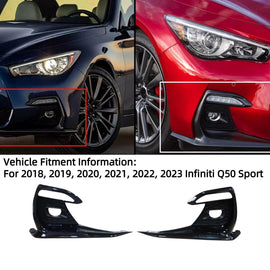 NINTE For 2018 - 2023 Infiniti Q50 Sport Front Left and Right Bumper Fog Light Cover Grill Bezel 2PCs - NINTE