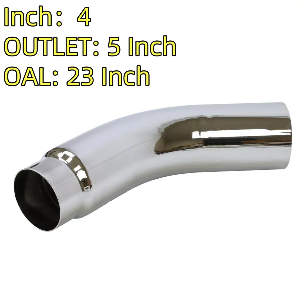 NINTE DIESEL EXHAUST CHROME TURNDOWN ELBOW TIP 4" Inch INLET 5" OUTLET 23" LONG