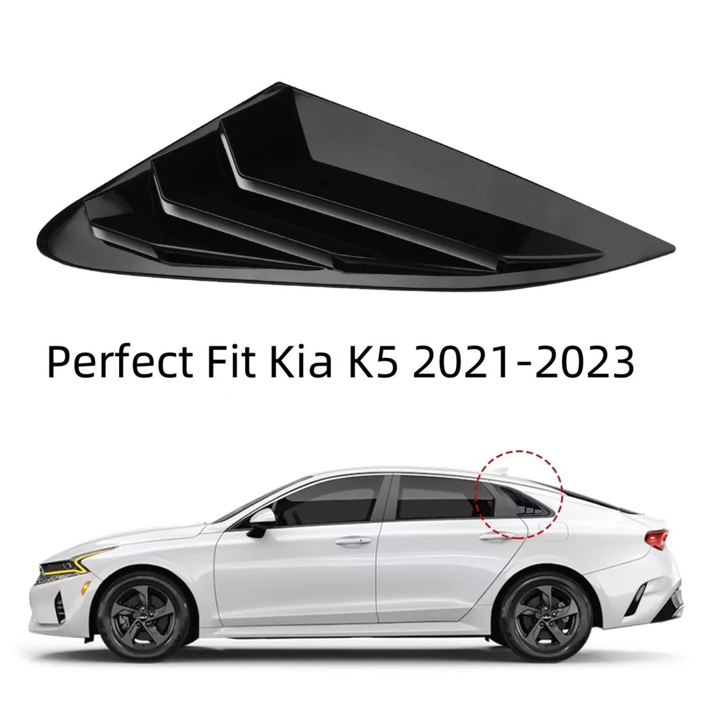 NINTE  for 2021-2025 Kia K5 GT GT Line Accesories Sport Style Air Vent Cover Rear Side Window Louvers Glossy Black