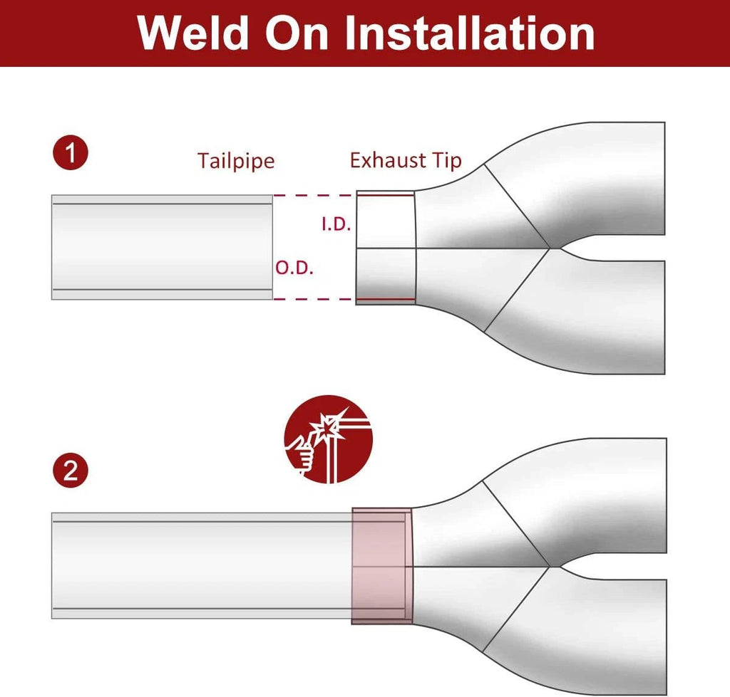 NINTE 2.5" to 3" Dual Exhaust Tip 9.5" Length Weld On Exhaust Tailpipe Tips 304 Polished Stainless Steel 1.2mm Thickness Double Wall Slant Rolled Edge - NINTE