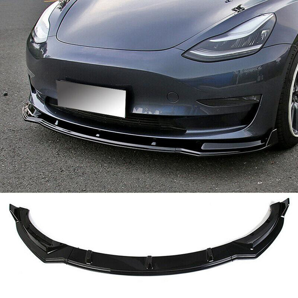 NINTE For 2017-2023 Tesla Model 3 Sedan Front Lip ABS 3 Pieces Front Chin Splitter