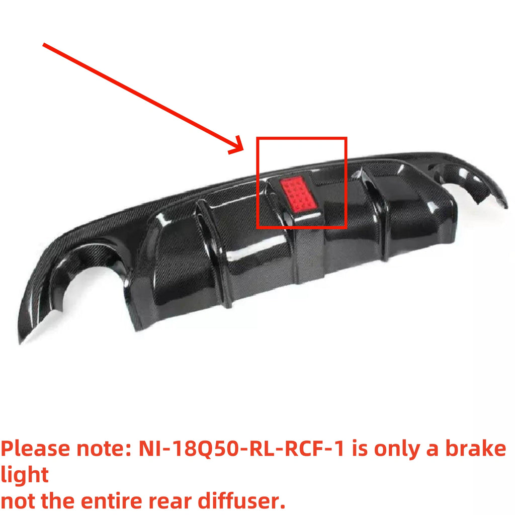 NINTE For 2018-2024 Infiniti Q50 Rear Diffuser Real Carbon Fiber With LED Brake Light Rear Lip Diffuser