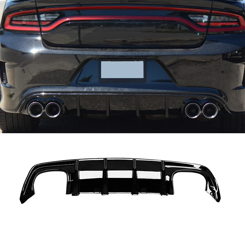 NINTE For 2020-2023 Dodge Charger Widebody Quad Exhaust Rear Diffuser Rear Bumper Lip