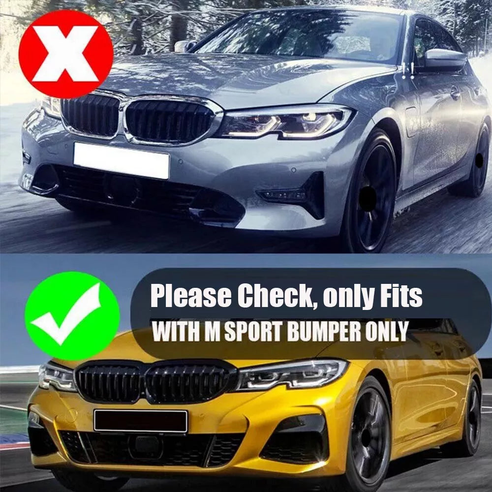 NINTE For 2019-2022 BMW G20 G28 M Sport 3 Series Sedan, 330i 330e M340i Front Bumper Lip 3PCs Front Spoiler Splitter Lip Chin MP Style, Painted Gloss Black