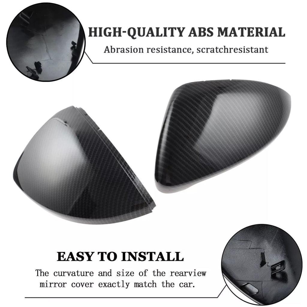 NINTE For VW Golf 7 MK7 GTi GTD Side Mirror Cap Housing / Mirror Cover Carbon Fiber 2Pcs