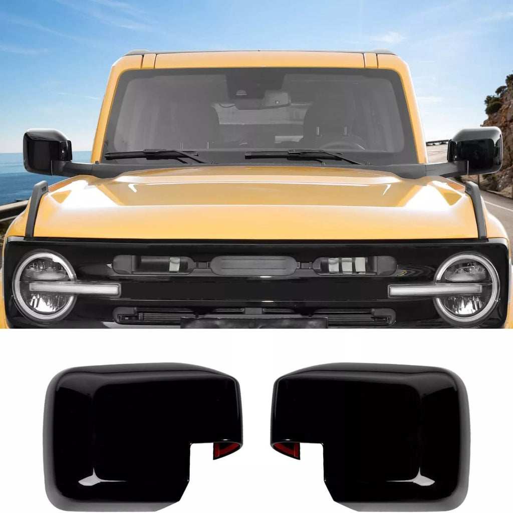 NINTE For Ford Bronco 2021-2023 Exterior Side Rear View Mirror Cover Trim Shell Black 