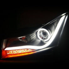 Load image into Gallery viewer, NINTE For 2011-2014 Chevy Cruze Halo+LED Strip Black Projector Headlights Left+Right