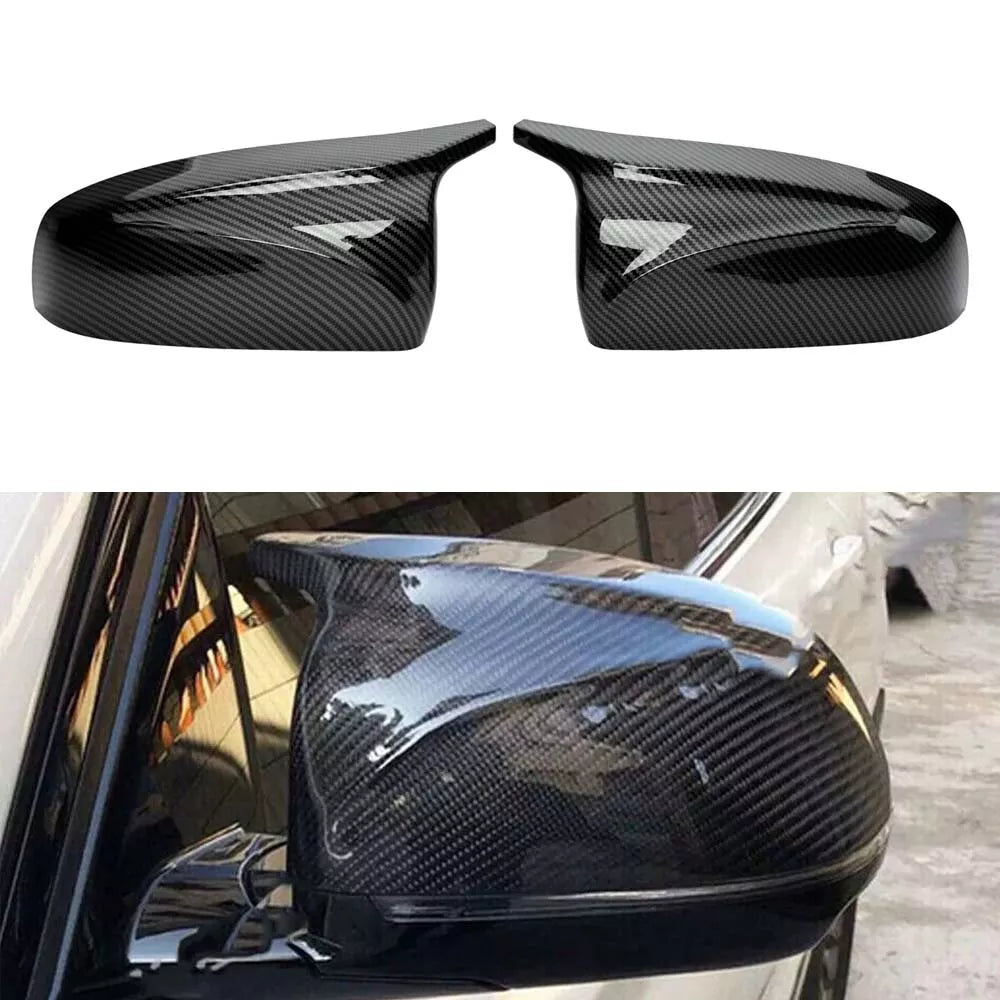 NINTE For 2007-2013 BMW X5 X6 E70 E71 M Style Side Wing Mirror Covers Cap Closs Black Carbon Fiber Look