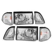 Load image into Gallery viewer, NINTE 1987-1993 Ford Mustang Chrome Headlights W/Corner Parking Lamp