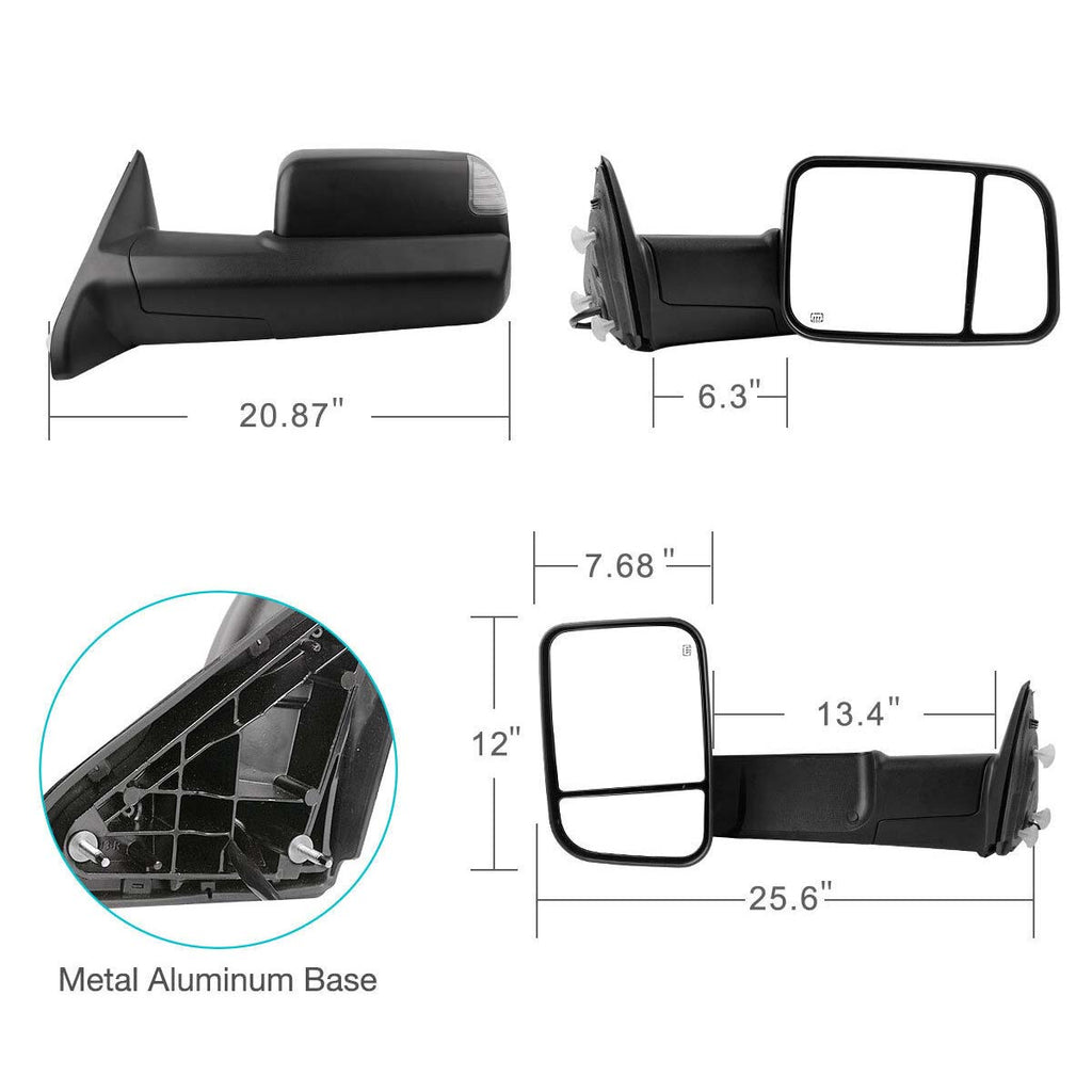NINTE Tow Mirrors for 2009-2015 Dodge Ram