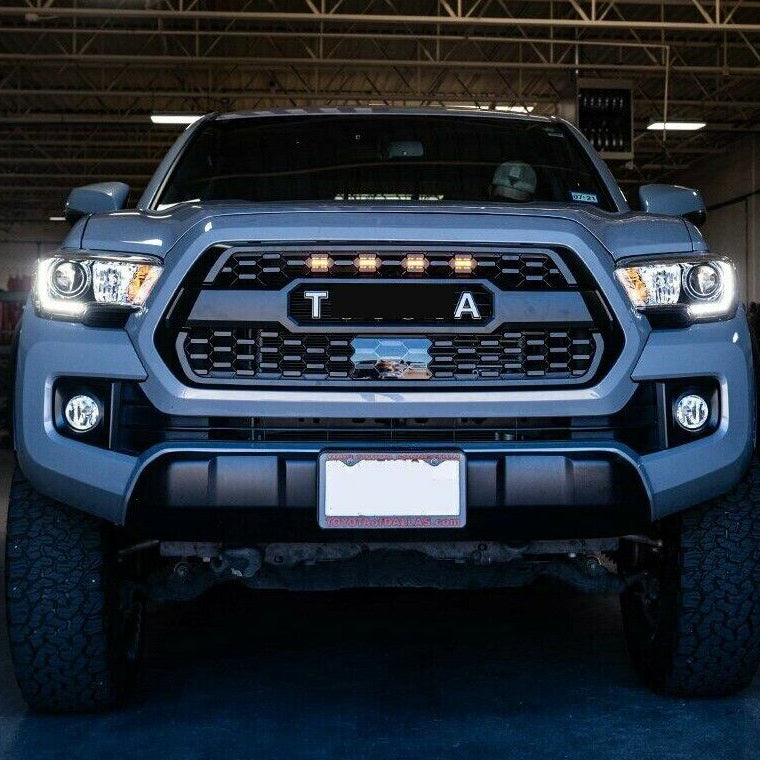 Ninte Grill For 2016-2021 Tacoma Trd Pro Style Led Lights Tss Garnish Grille