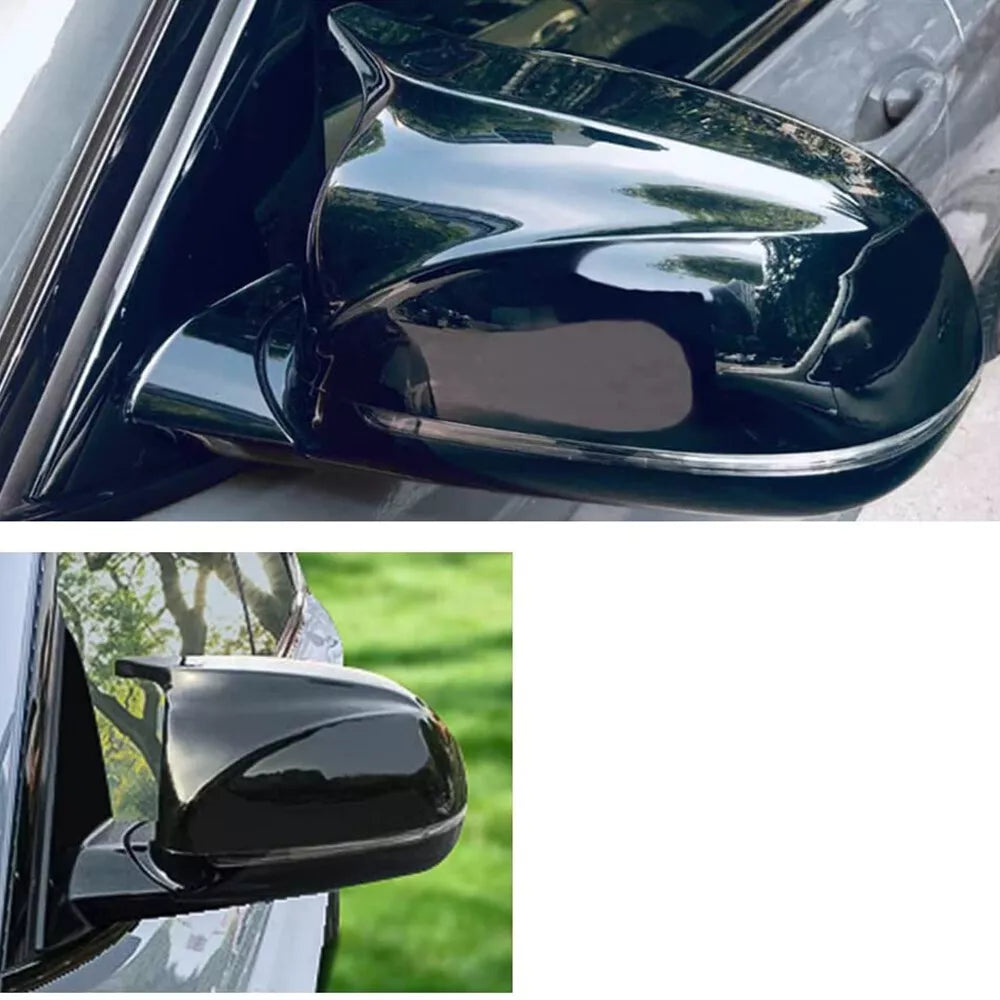 NINTE For 2007-2013 BMW X5 X6 E70 E71 M Style Side Wing Mirror Covers Cap Closs Black Carbon Fiber Look