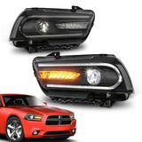 NINTE Headlight for Dodge Charger 2011-2014 LED Turn Signal LED DRL Projector Head Lamps Dual Beam