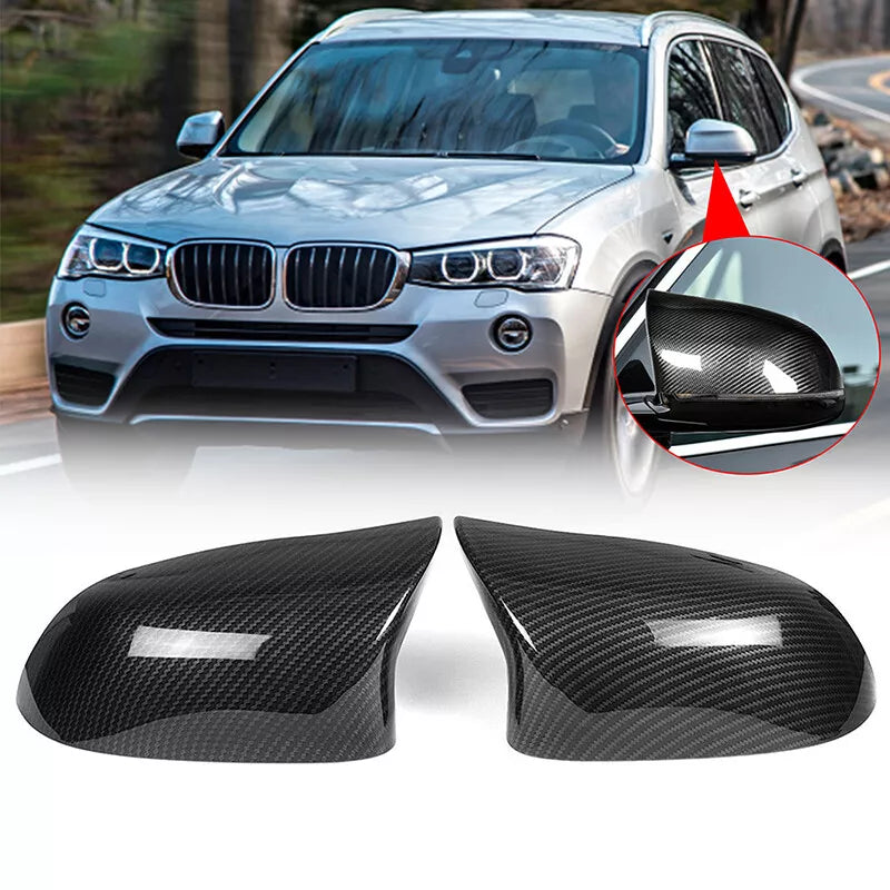 NINTE For 2014-2018 BMW X5 F15 X6 F16 28i 35i M Style Side Mirror Cover Caps Carbon Fiber