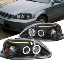 画像をギャラリービューアに読み込む, Fit 99-00 Honda Civic 2/3/4Dr Black LED Halo Projector Headlights Head Lamps - NINTE