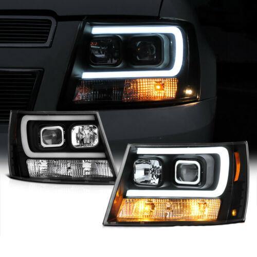 For 07-14 Chevy Suburban/Tahoe Black LED NEON TUBE DRL Projector Headlight Lamp - NINTE