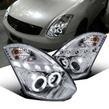 For 03-07 Infiniti G35 2Dr Coupe Clear Lens LED Halo Projector Headlights Pair