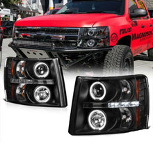 Charger l&#39;image dans la galerie, For 07-13 Chevy Silverado 1500 2500 3500 Black LED Halo Lamp Projector Headlight - NINTE