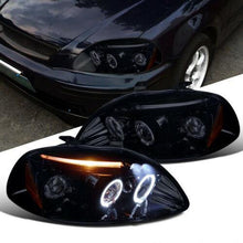 Laden Sie das Bild in den Galerie-Viewer, Glossy Black Fit Honda 96-98 Civic 2/3/4Dr Tinted LED Halo Projecto - NINTE