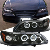 For Honda 98-02 Accord 2/4Dr LED Halo Projector Headlights Driving Lamps Black