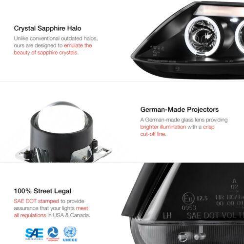 For 03-08 BMW Z4 M-Power Black Dual LED Angel Eye Halo Projector Headlight Lamp - NINTE