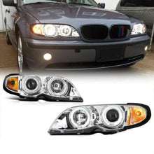 Charger l&#39;image dans la galerie, For 02-05 BMW E46 3-Series  325 330 4-DR Sedan LED Angel Eye Halo Projector Headlight Lamp - NINTE