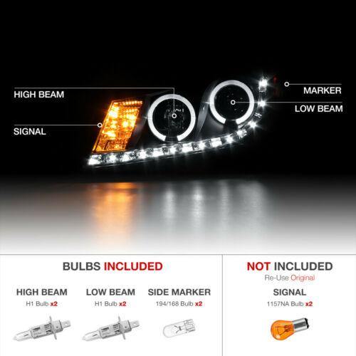 Halo Black Projector LED Headlight Lamp For Honda Accord 08-12 CP2 - NINTE