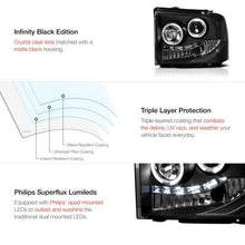 画像をギャラリービューアに読み込む, For 05-07 Ford Super Duty Black Clear Dual LED Halo Ring Projector Headlight Lamp - NINTE