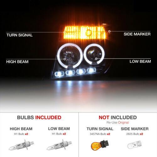 For 05-07 Nissan Pathfinder/Frontier Black Halo Ring LED DRL Projector Headlight - NINTE