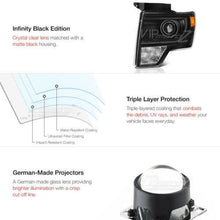 画像をギャラリービューアに読み込む, NINTE Infiniti G35 Coupe 2003-2007 Projector Black Headlights Pair [LED Halo] - NINTE