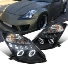 画像をギャラリービューアに読み込む, For Nissan 03-05 350Z Z33 Fairlady LED Halo Projector Headlights Lamps Black - NINTE