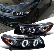 Cargar imagen en el visor de la galería, Fit Honda 06-11 Civic 2Dr Black LED Halo Projector Headlights Head Lamps Pair - NINTE