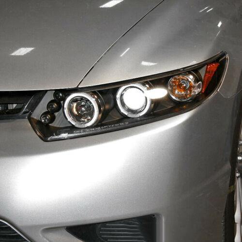Fit Honda 06-11 Civic 2Dr Black LED Halo Projector Headlights Head Lamps Pair - NINTE