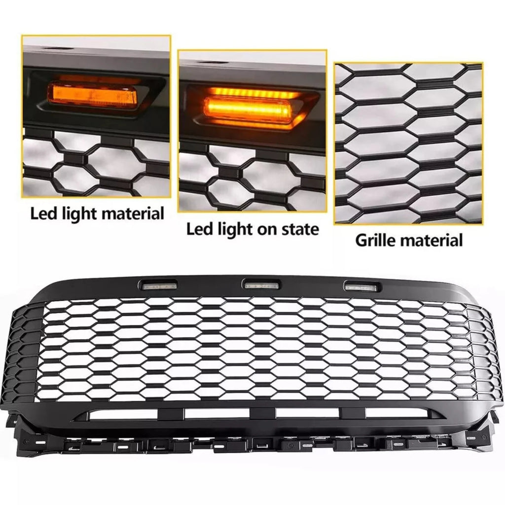 NINTE For 2021-2023 Ford F-150 Front Grille Raptor Style Grill W/Letters & Lights