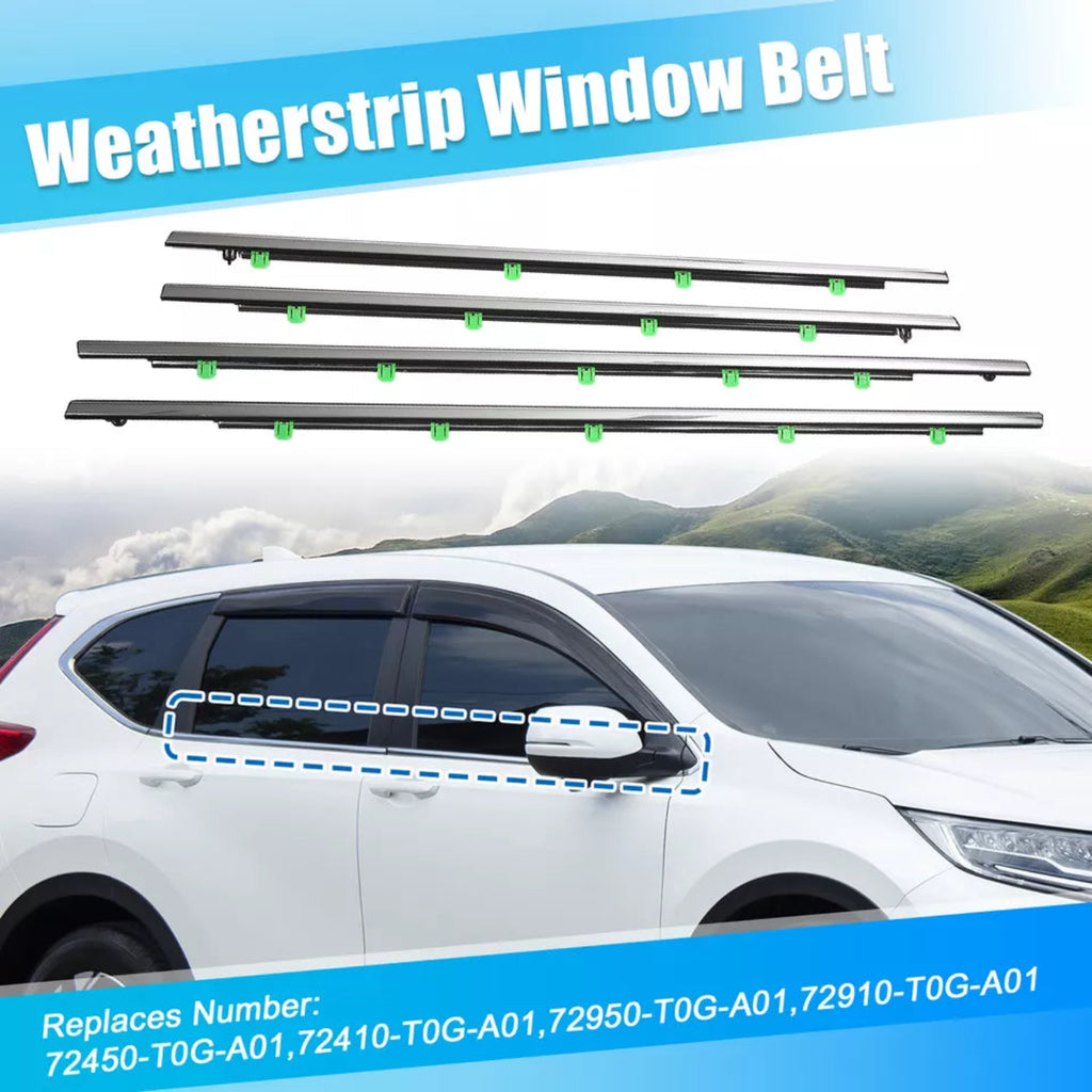 NINTE For 2012-2016 Honda CR-V Car Window Moulding Trim Weatherstrips Seal Fit 4PC (72450-T0G-A01 72410-T0G-A01 72950-T0G-A01 72910-T0G-A01)