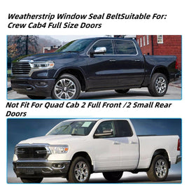NINTE For 2009 - 2023 DODGE Ram 1500 2500 3500 Crew Cab Car Window Moulding Trim Weatherstrips Seal Fit 4PC (55112376AH 55112377AH 55372138AH 55372139AH) - NINTE