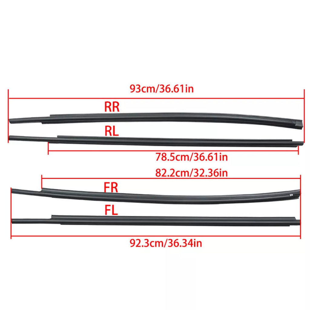 NINTE For 2007-2019 Toyota Tundra CrewMax Car Window Moulding Trim Weatherstrips Seal Fit 4PC(68210-0C020，68160-0C020，68163-0C010，68164-0C010)