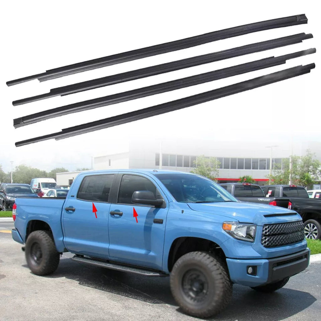 NINTE For 2007-2019 Toyota Tundra CrewMax Car Window Moulding Trim Weatherstrips Seal Fit 4PC(68210-0C020，68160-0C020，68163-0C010，68164-0C010)