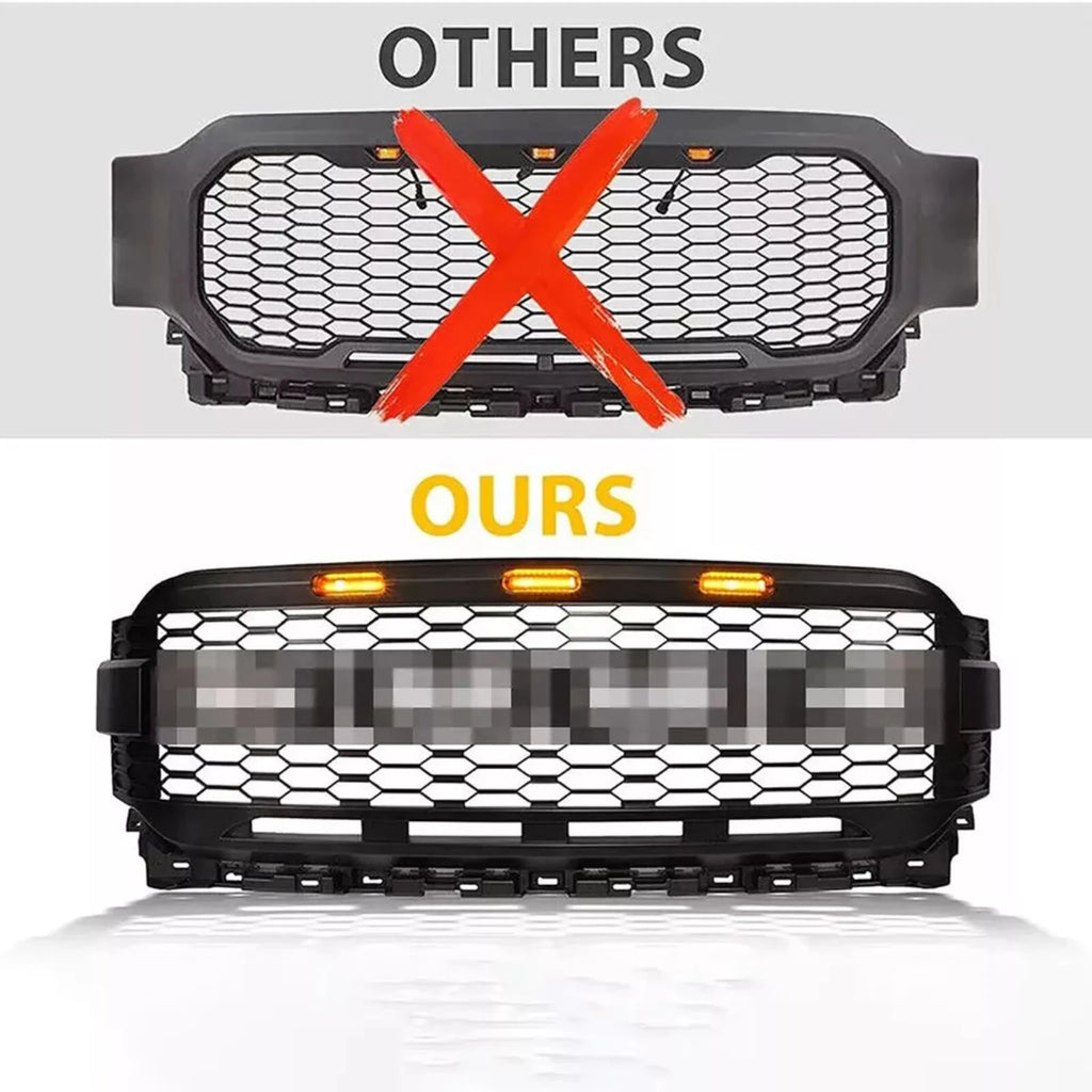 NINTE For 2021-2023 Ford F-150 Front Grille Raptor Style Grill W/Letters & Lights